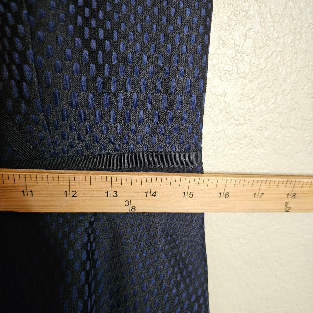 Trina Turk Blue and Black Textured‎ V Neck Fit Flare Dress Size 10 Back cut out - Picture 12 of 12
